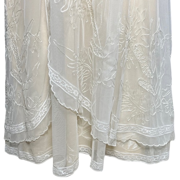 Nataya 40163 Downton Abbey Ivory Peach Tea Party Gown Tulle Dress Size Large NWT - Picture 4 of 15